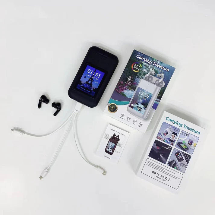 Airpods with 2.8 inch HD Touch Screen 8000mah power bank Earphones ANC & ENC Noise Reduction Wireless Earbuds