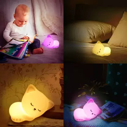 Sleeping Cat Night Light lamp for Kids Night Lamp (10.8 cm, White)