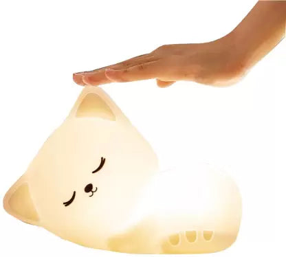 Sleeping Cat Night Light lamp for Kids Night Lamp (10.8 cm, White)