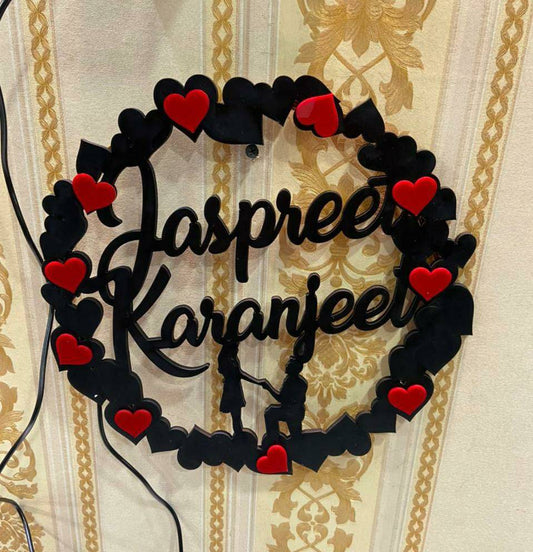 Couple Name Customized Hanging Frame Alphabet Wooden Couple Name