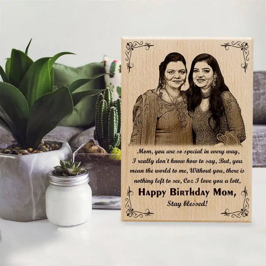 Personalized Gifts for Mom Birthday Wooden Engraved Photo