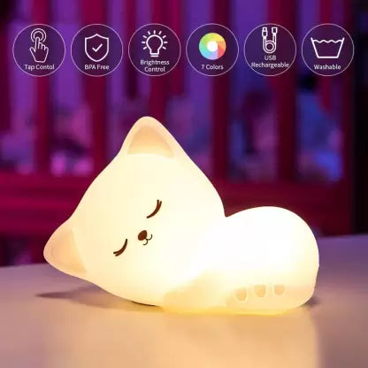 Sleeping Cat Night Light lamp for Kids Night Lamp (10.8 cm, White)